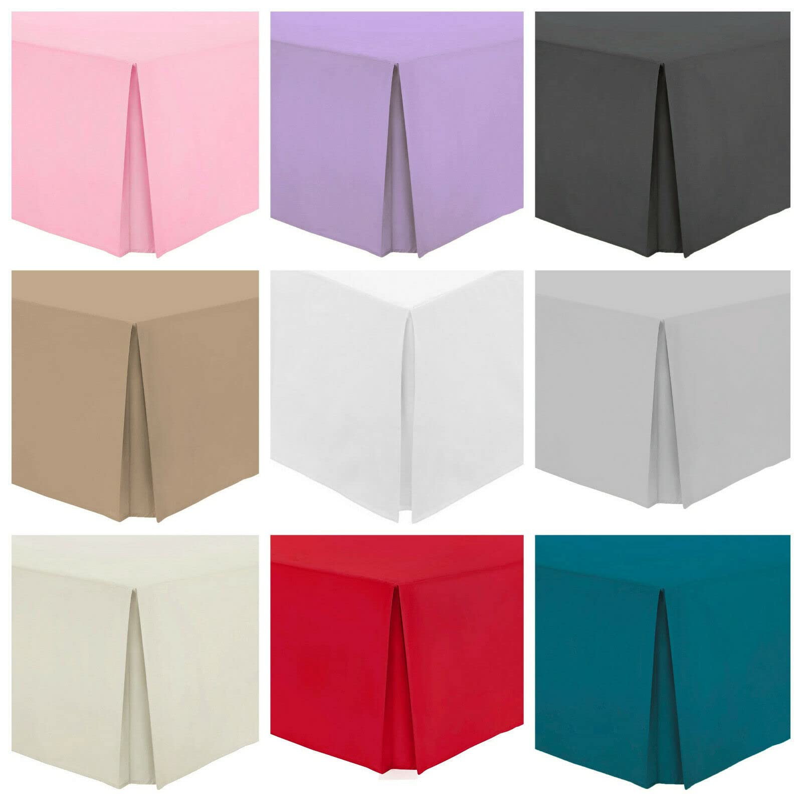 R&Z Black Plain Polycotton Percale Base Plated Valance Sheet Easy Care (, Super King)