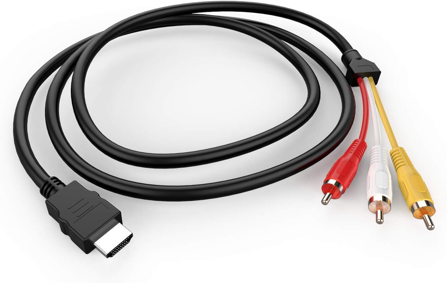 BERLAT HDMI to RCA Cable, 1080P 5ft HDMI Male to 3-RCA Video Audio AV Cable Connector Adapter One-Way Transmitter for TV HDTV DVD