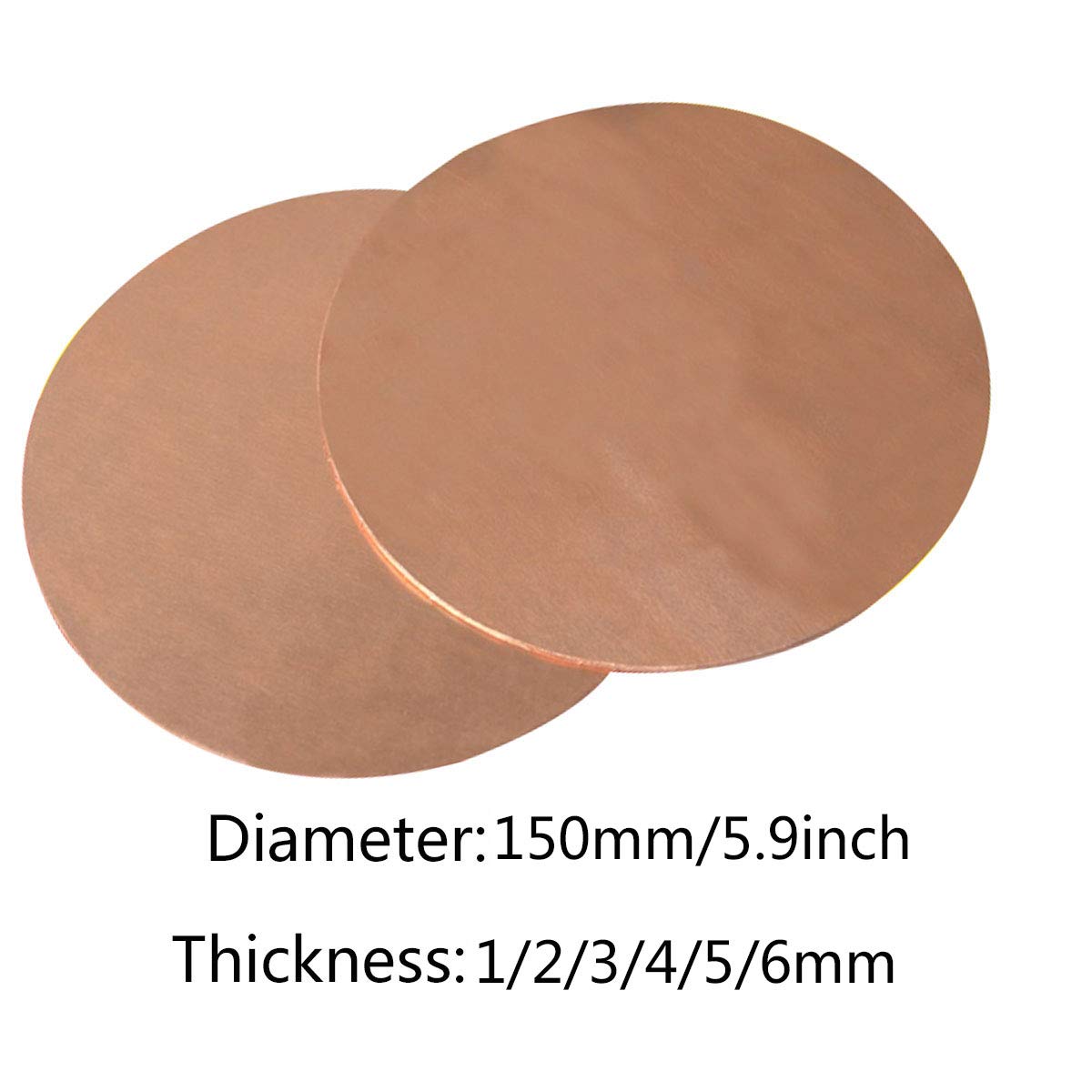 Stahlplatte, Metalle, rundes Blech, Stahlblech, reines Kupferscheibenblech, runder Kreis, Dichtungsplatte, rund, 5,9 Zoll, for CNC-Metallbearbeitung, Rohstoffe, Dicke 1–6 mm, 1,0 x 150 mm ( Size : 6.0