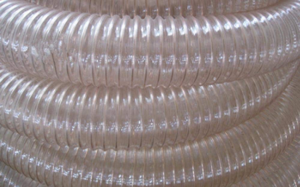 Tuyau transparent en polyuréthane, Tuyau flexible de conduit d'échappement d'air en PU, fil d'acier plaqué cuivre, paroi 0,6 mm, ID 25-250(40mm*0.6mm)