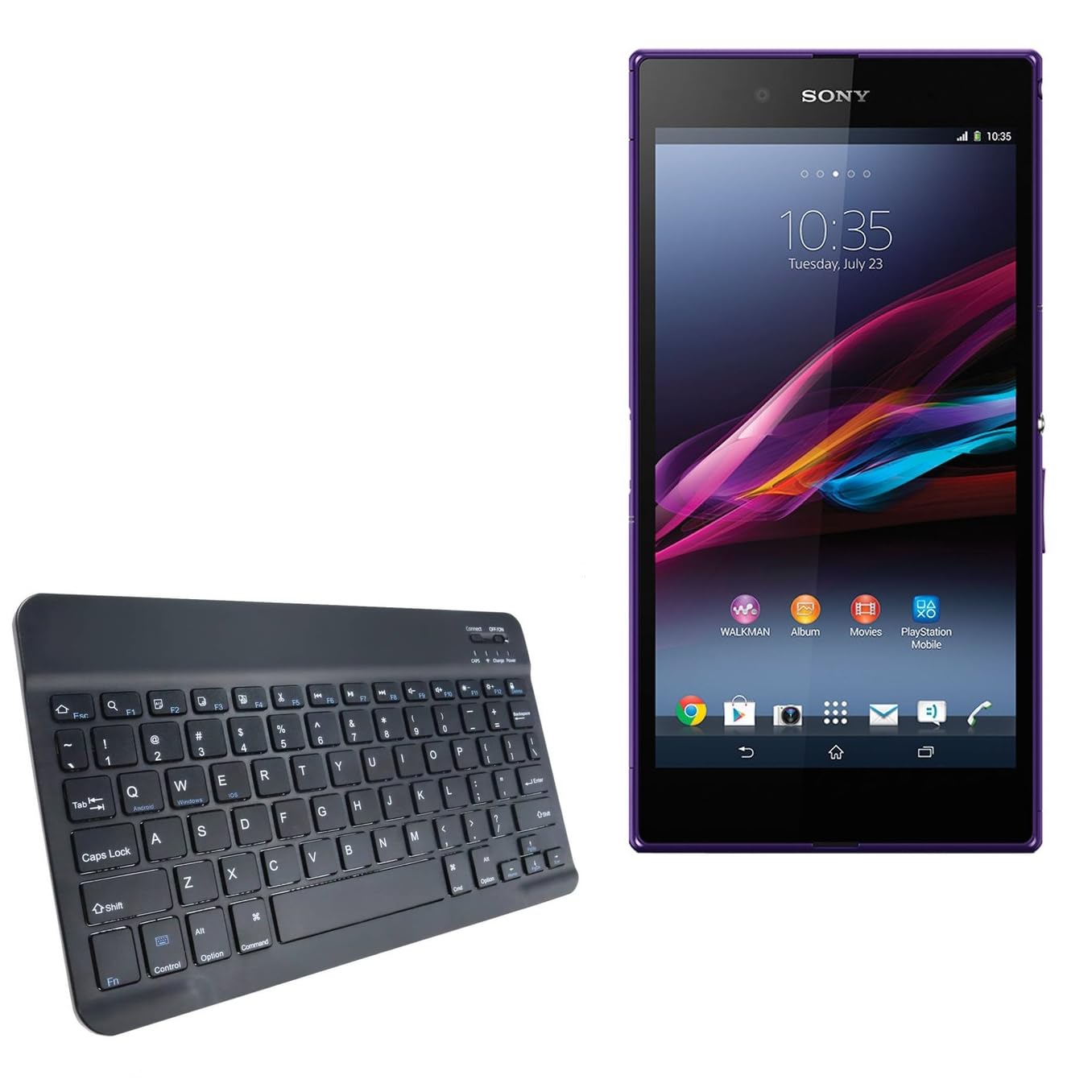 BoxWave Keyboard Compatible with Sony Xperia Z Ultra - SlimKeys Bluetooth Keyboard, Portable Thin with Chiclet-Style Keys - Jet Black