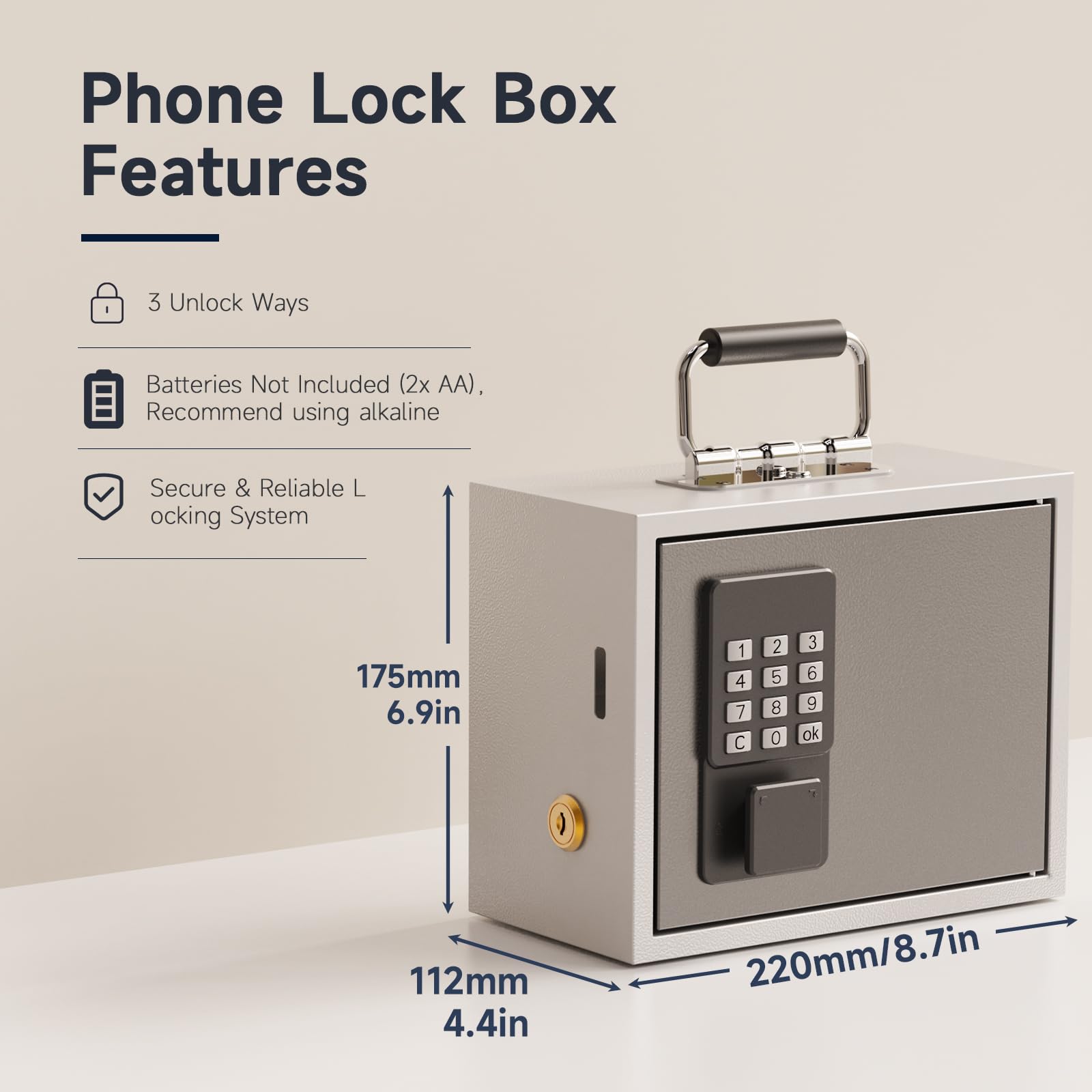 WeHere Phone Lock Box, Reduce Screen Time & Cravings, Time Lock Box with Time Period Password & App, 3 Unlock Modes, Phone Jail for Kids & Adults Focus Back