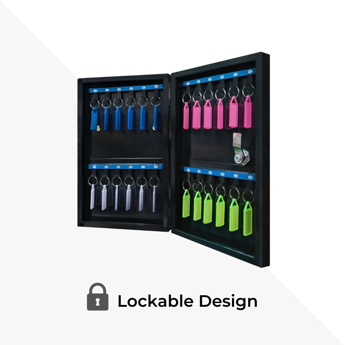 StayHappy 24-Key Lockable Key Storage Box for Hotels & Offices