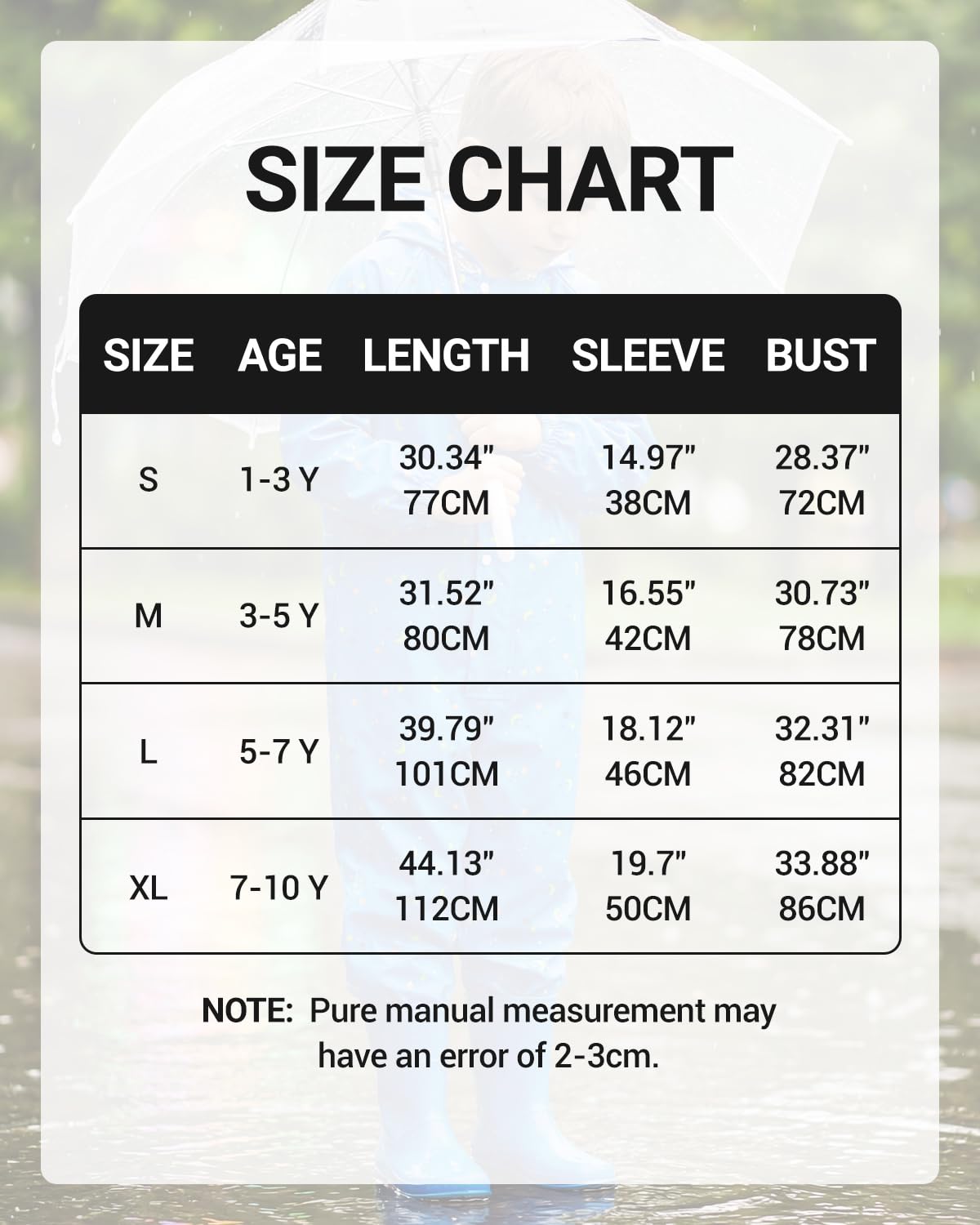 JiAmy Combinaison Pluie Enfant Imperméable, Combinaison Intégrale avec Fermeture Zippée + Boutons, Vêtement Pluie Enfant Garçon Fille 1 à 3 Ans