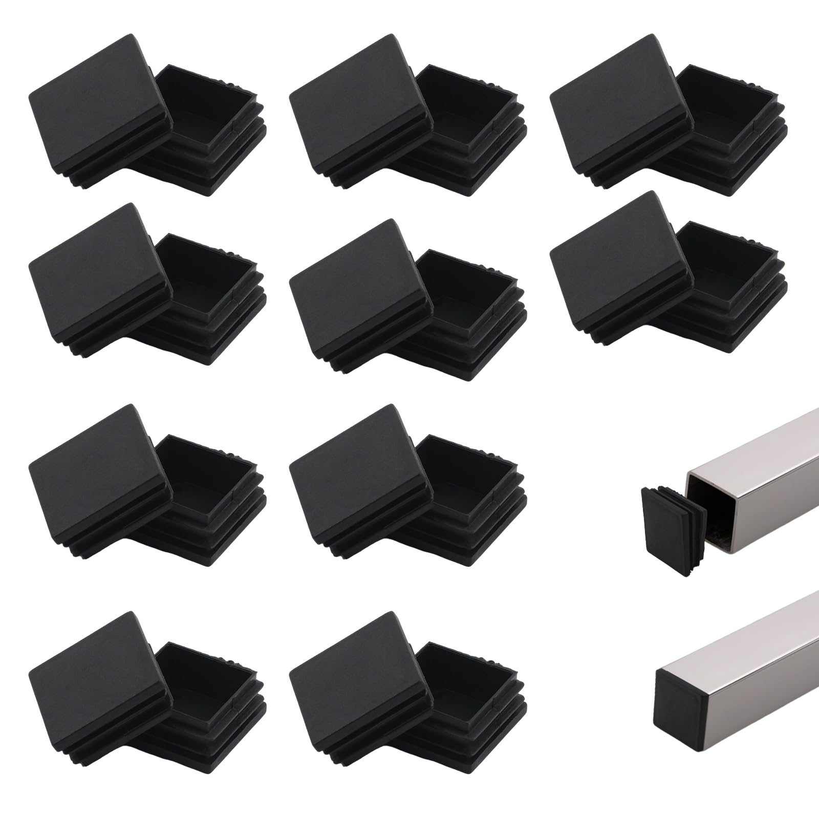 12 Tappi Per Tubi Quadrati 40x40 Mm - Nero | Per Sedie, Scaffali E Mobili Metallici - Foto 11