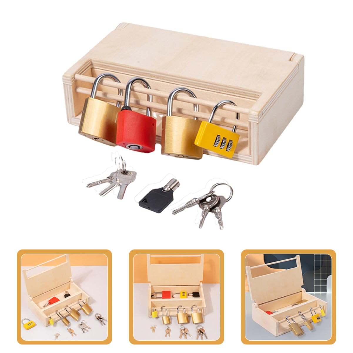 Juguete Montessori Educativo de Madera para Pequeños Caja Interactiva para Desarrollo de Habilidades Manuales Accesorio Lúdico para Bebés de Año