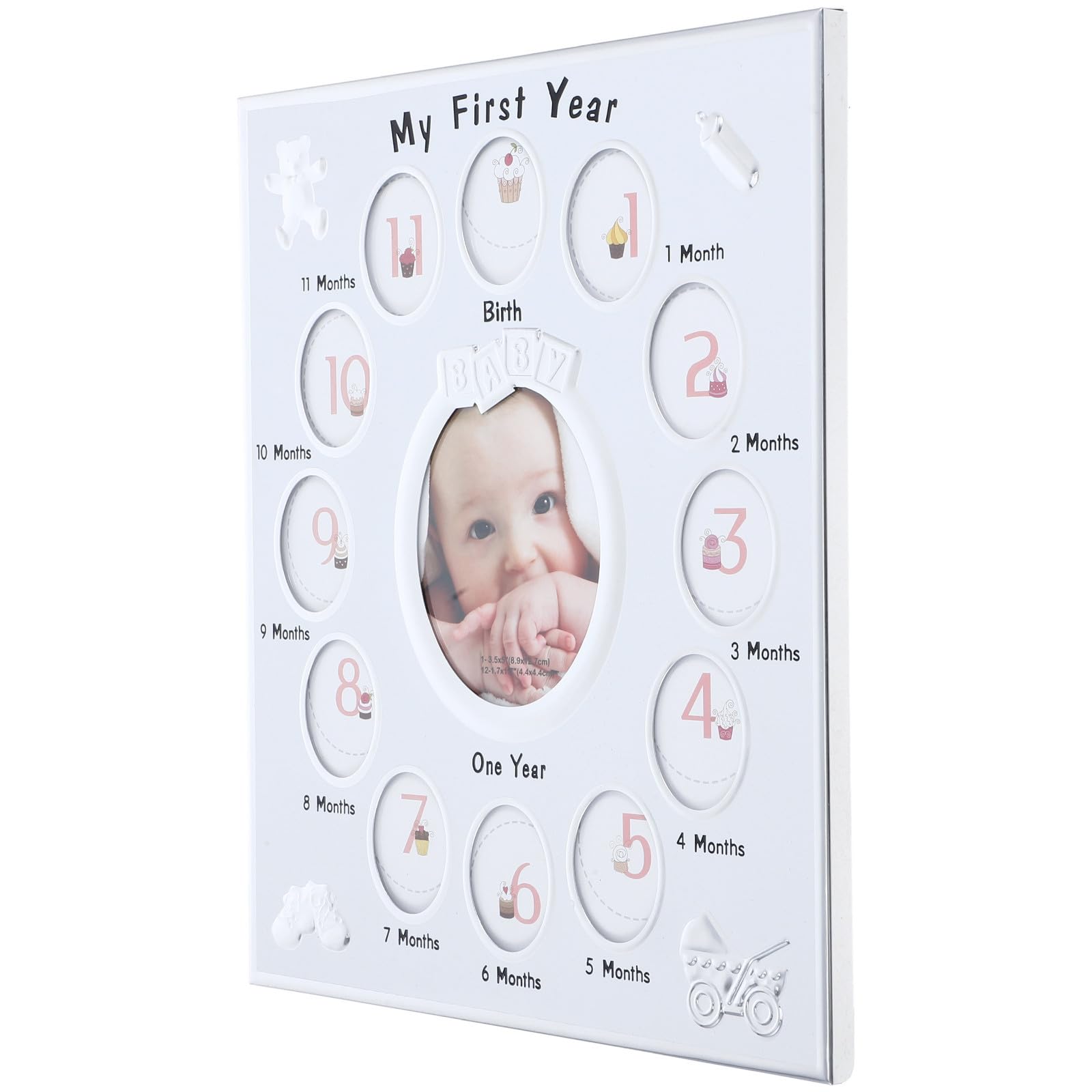 Cadre photo pour bébé blanc en métal cadeau de naissance idéal