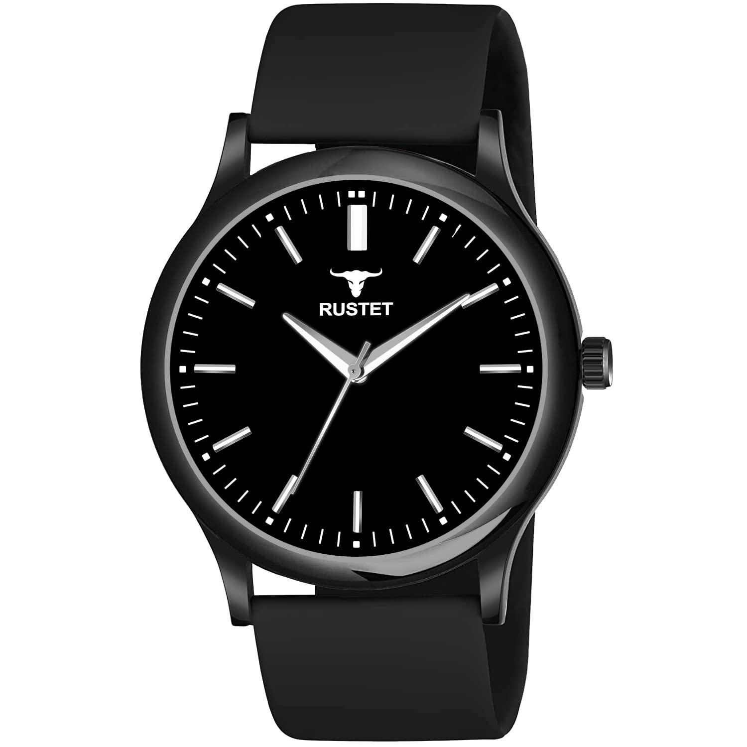 RUSTET Analogue Mens Black Silicone Strap Watch (Black Round Dial Black Strap,LD59-BK) (B0C1GS9P55) Amazon Price History, Amazon Price Tracker