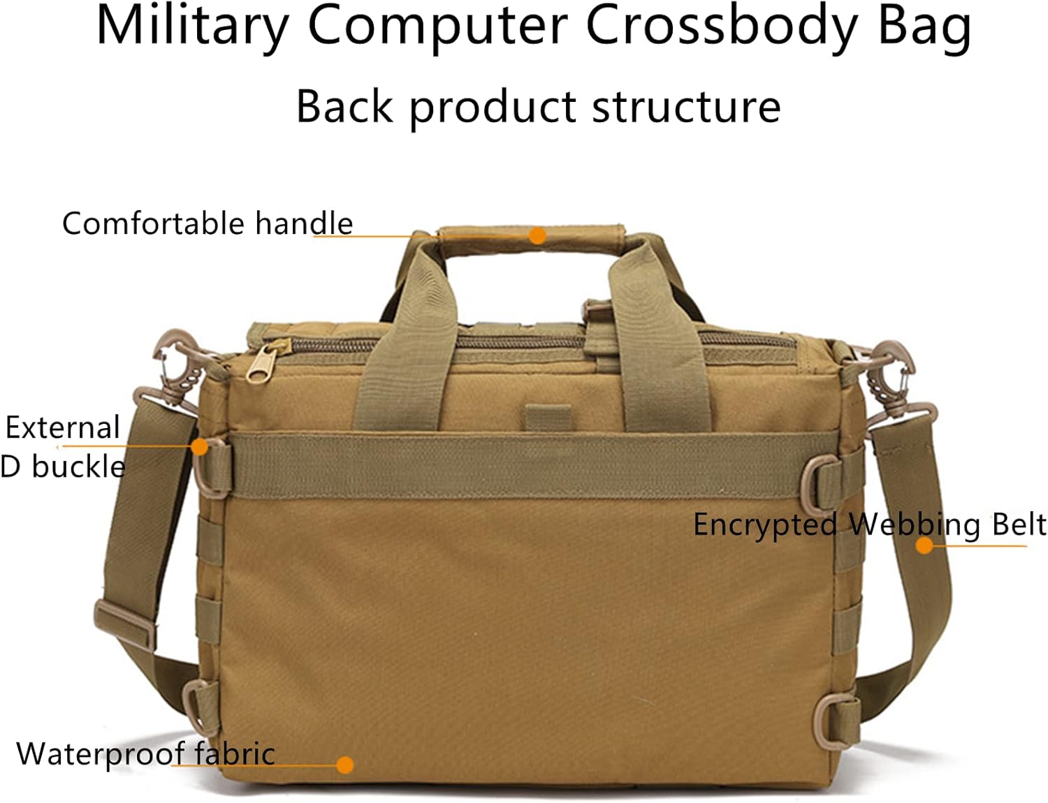 Multifunction Men Outdoor Tactical Shoulder Laptop Messenger Bag, 15 inch Briefcase Handbags