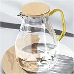 DUJUST Glass Pitcher with 4 Cups, 1 Tray, Elegant Diamond Design Water Pitcher with Handle, Decoration for Room, High Durability Water Glass Carafe for Ice Tea Pot, Beverage, Hot/Cold Coffee
