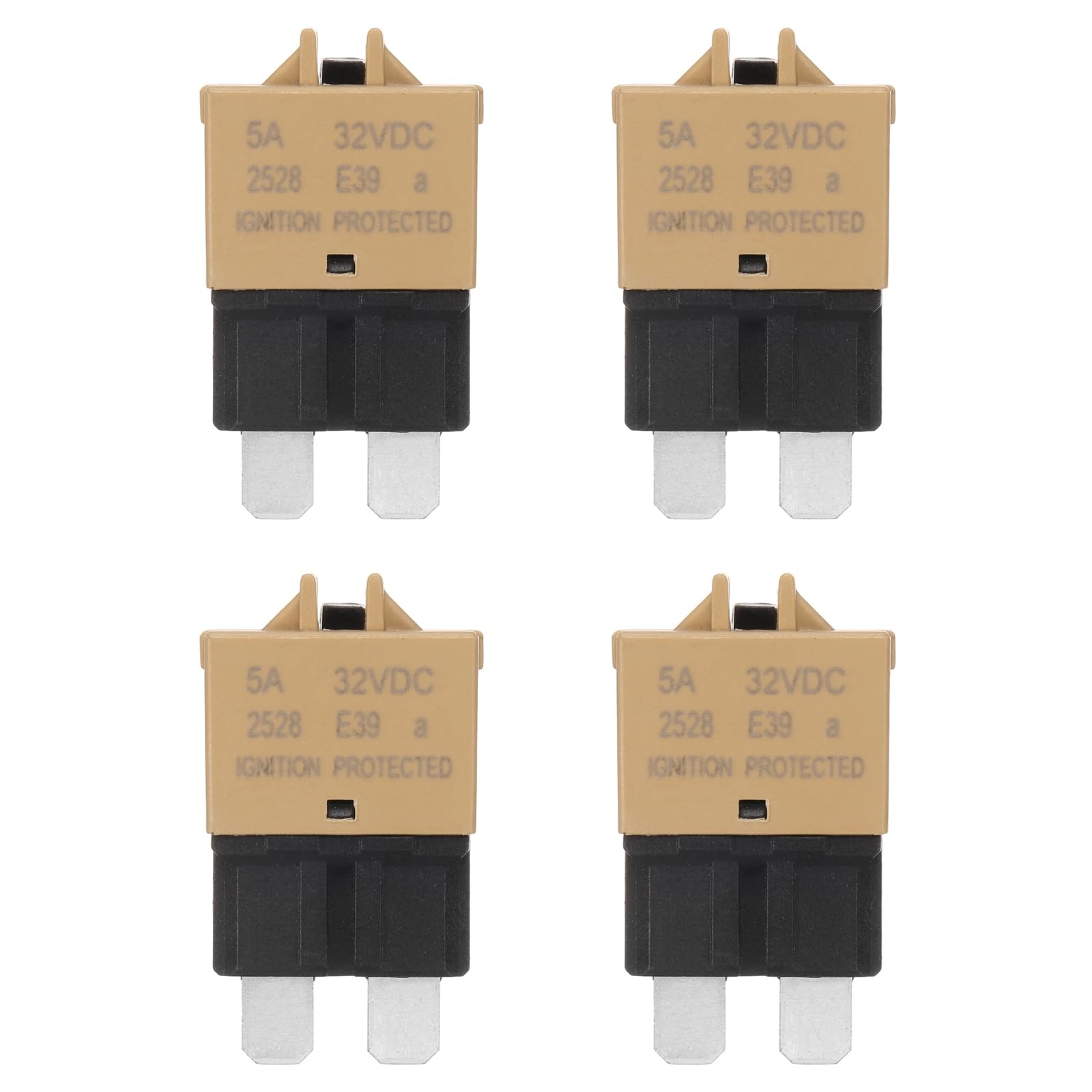 sourcing map Manual Resettable Fuse, 32V DC 5A E39 Low Profile ATC/ATO Manual Blade Circuit Breaker Reset Fuses for Car, Truck, RV, SUV, Marine, Boat, Motorcycle, Pack of 4