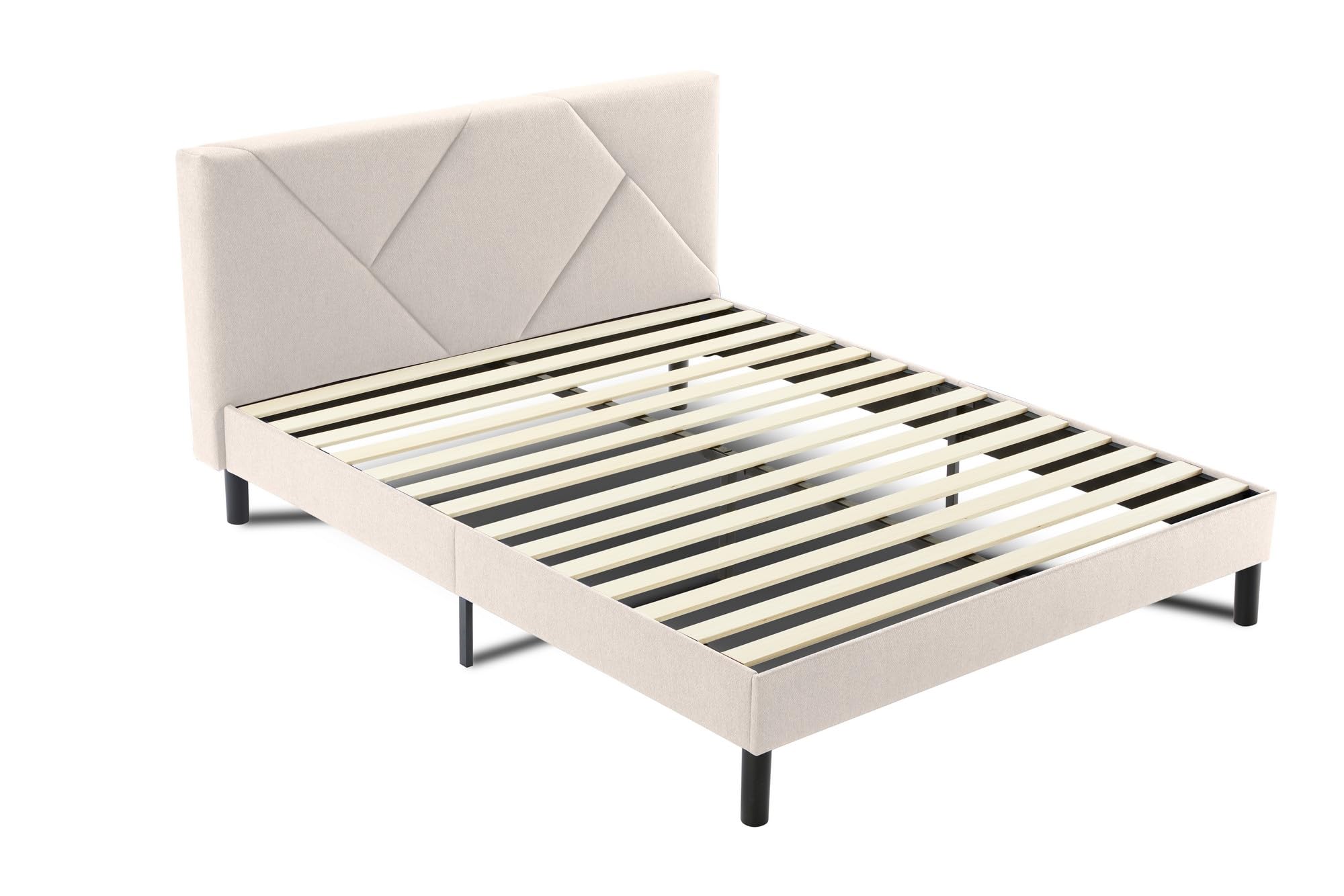 Dmora - Letto piazza e mezza Zeffirio, Sommier per camera da letto, Giroletto per stanza, Struttura porta materasso, Adatto a materasso Cm 120x190, Beige