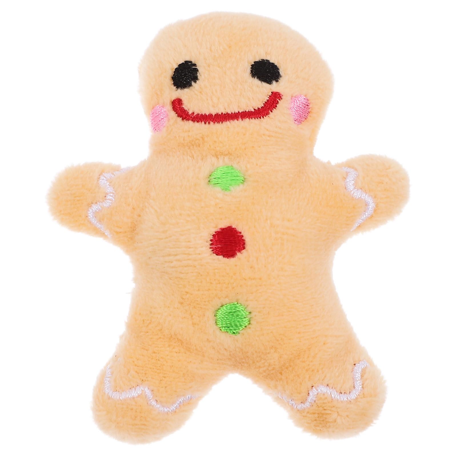 Mipcase Christmas Pet Dog Chew Toy Bite Resistant Plush Gingerbread Interactive Teeth Cleaning Toy for Puppies and Small Dogs 3.5 Inch