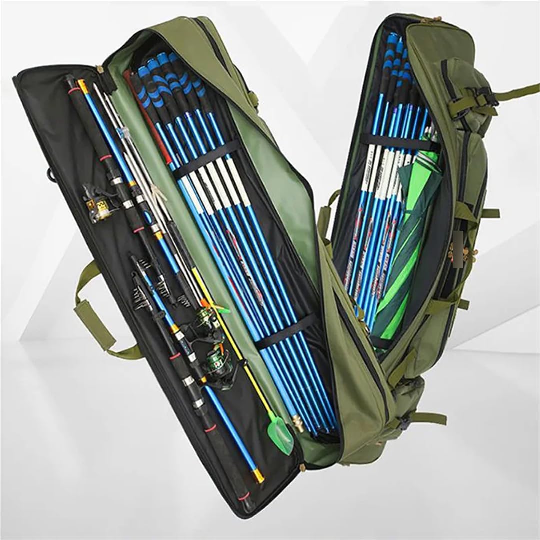 Suwequest Borsa per canna da pesca 70CM-130CM Borse impermeabili multifunzionali Mulinello da pesca Attrezzatura Outdoor Tactical Zaino Custodia di Immagazzinaggio, 70 cm, mimetico a 2 strati