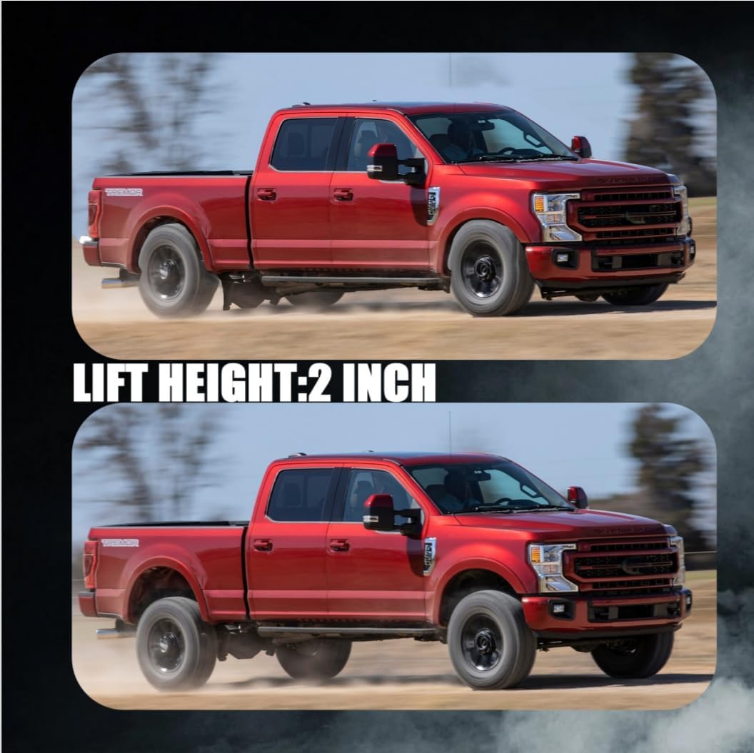 2" FRONT Leveling Lift Kit + Shock Extenders Fit for Ford 2005-2023 F-250 F-350 Super Duty, Strength Steel Coil Spring Lift Spacers and Shock Extenders Suspension Lift Kit