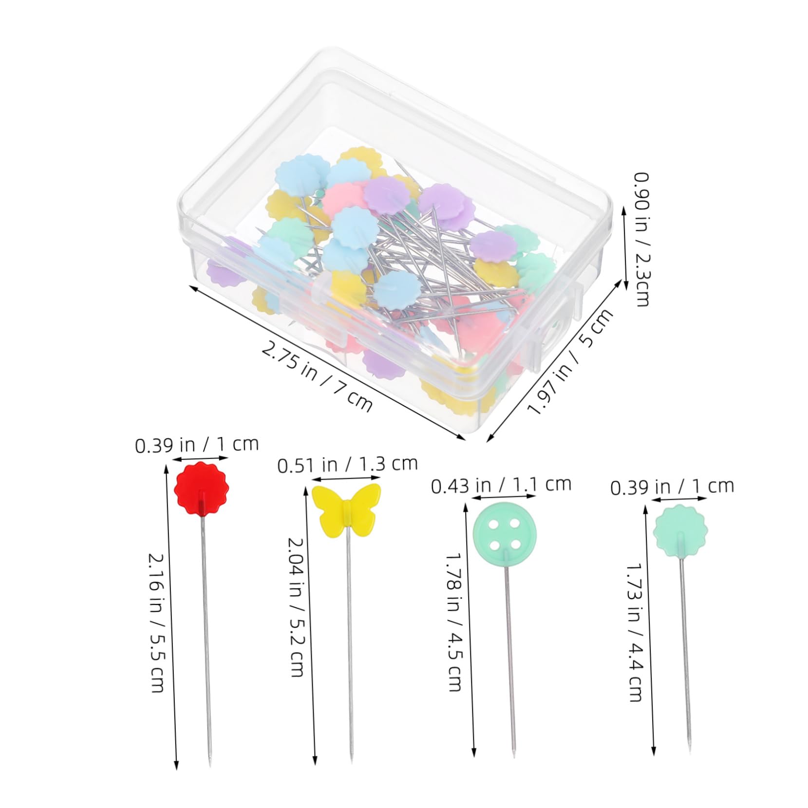 ARTIBETTER Flat Head Pins for Sewing Quilting 200 Pcs Large Pins Set with Blossom Needle Design for Craft Projects