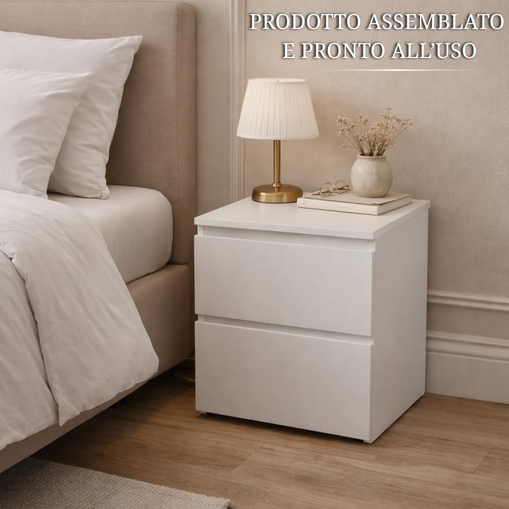 Cassettiera bianca con compartimento segreto e serratura RFID, comodino camuffato con cassetto nascosto doppio fondo invisibile, mobile occultato tipo cassaforte segreta per soldi gioielli