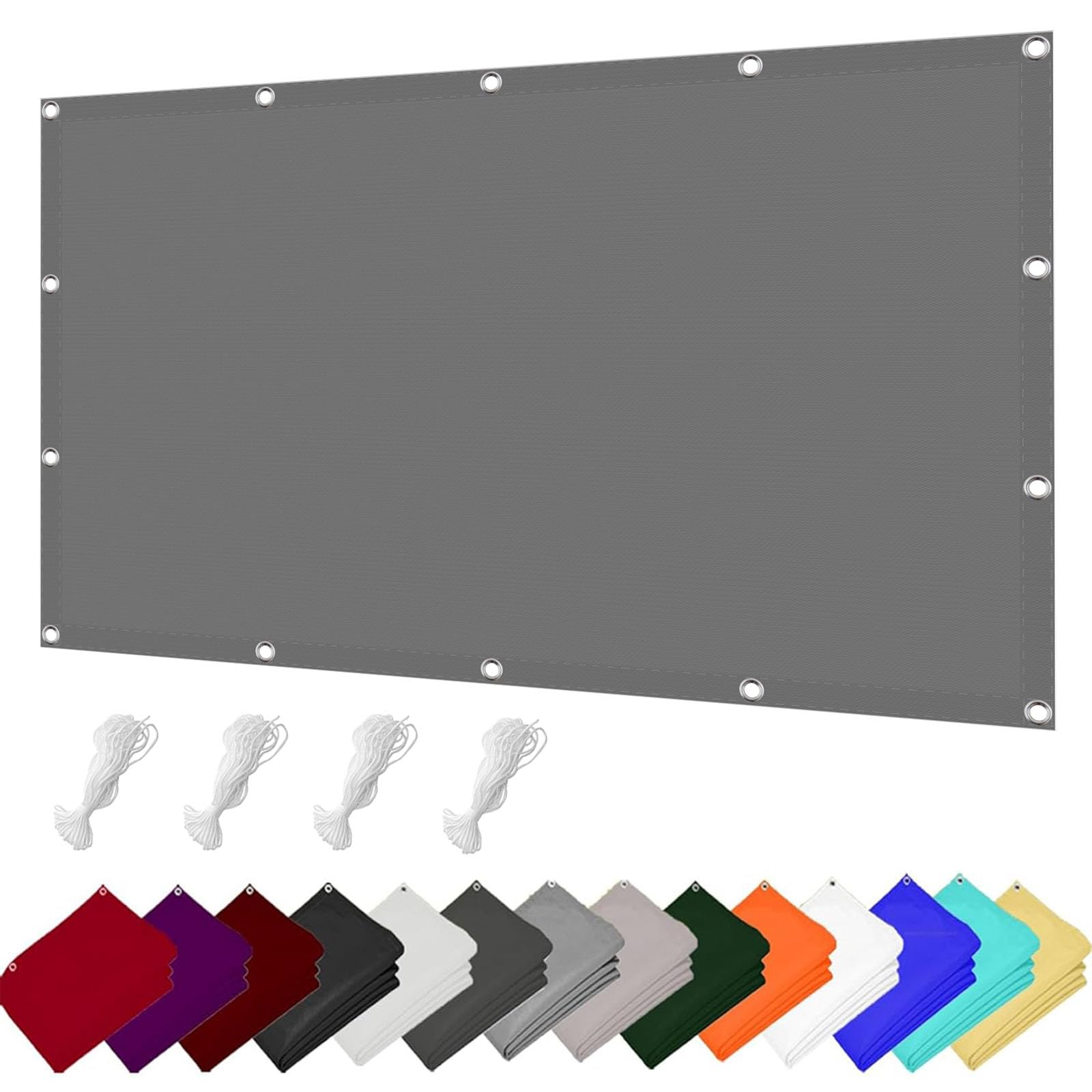 Sonnensegel Sonnenschutz Windschutz 260 x 345 cm Wasserdicht Sonnenschutz UV Schutz, mit Seil Rechter Winkel Segeltuch Wasserdicht Sonnensegel mit Ösen, Für Balkon Garten, Hellgrau