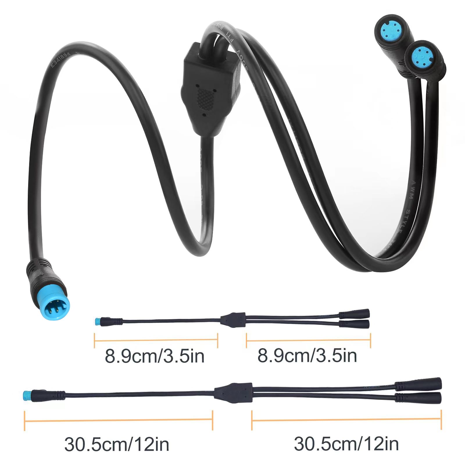 baluoqi 1T2 Y-Splitter Extension Wire with Julet Type 4pin Connector for Bike Headlight Cable in eBike Conversion Kits (4pin, 7