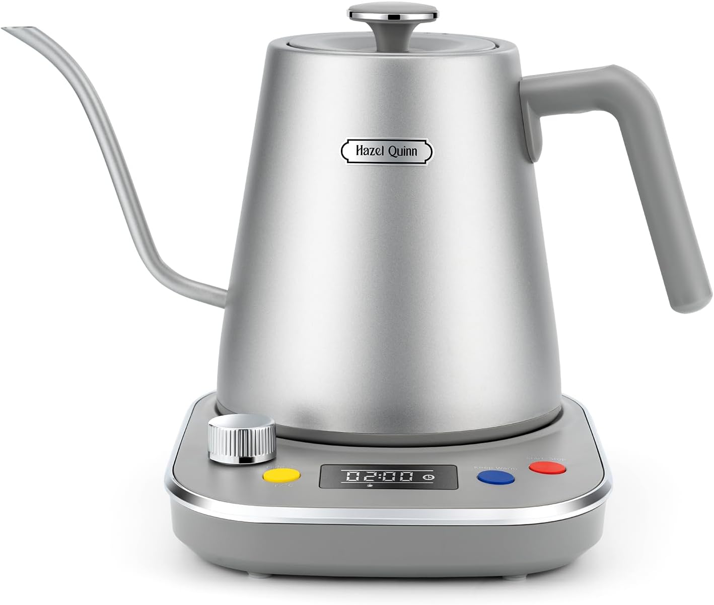 Hazel Quinn Gooseneck Electric Kettle - Precision Temperature Control, 2-Hour Keep Warm, 1200 Watts Fast Boiling, 304 Stainless Steel, 0.8L / 27oz for Tea and Coffee Brewing - Space Gray
