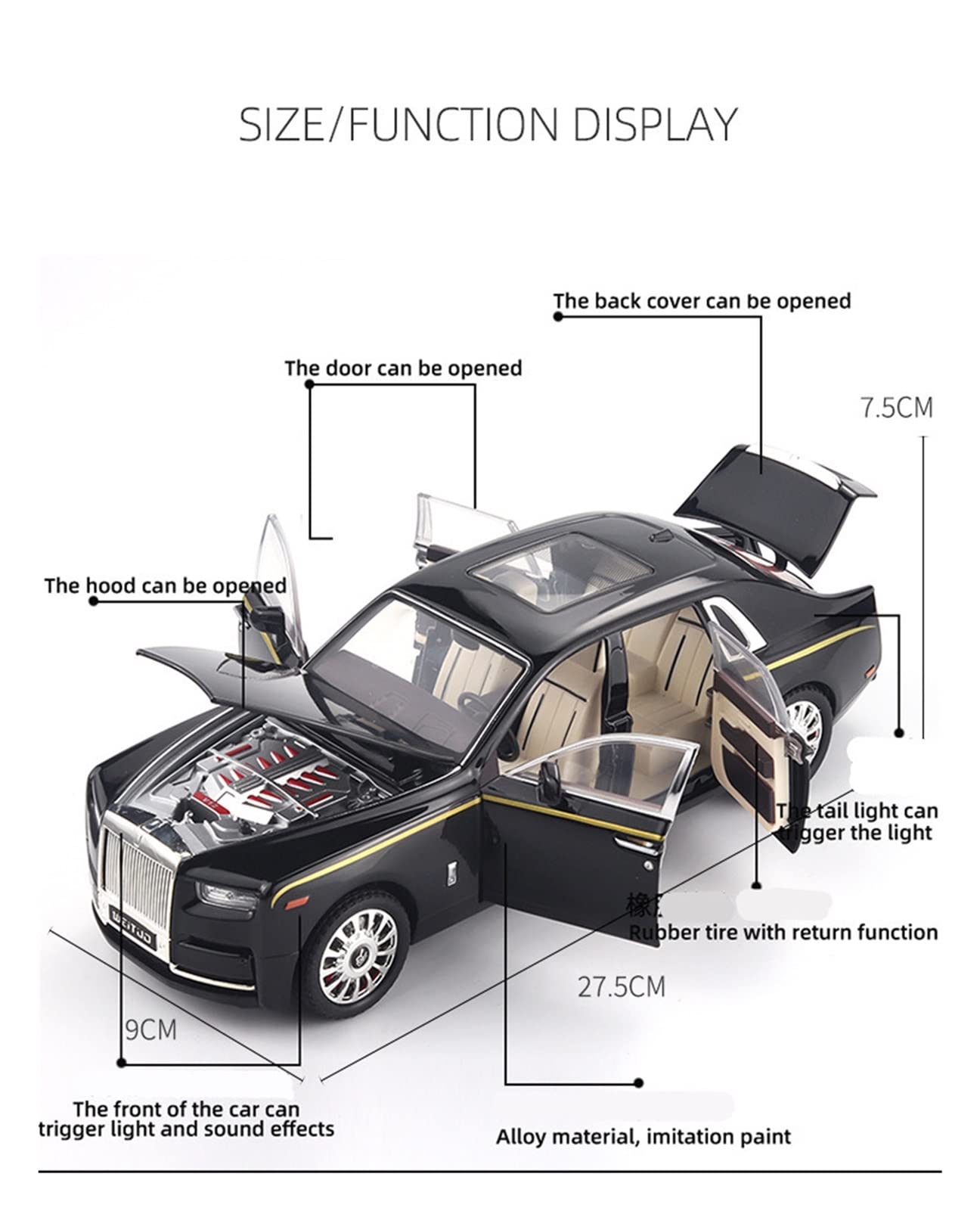 Amazon.com: MING ZHEN Toy car Model 1/18 for Rolls Royce