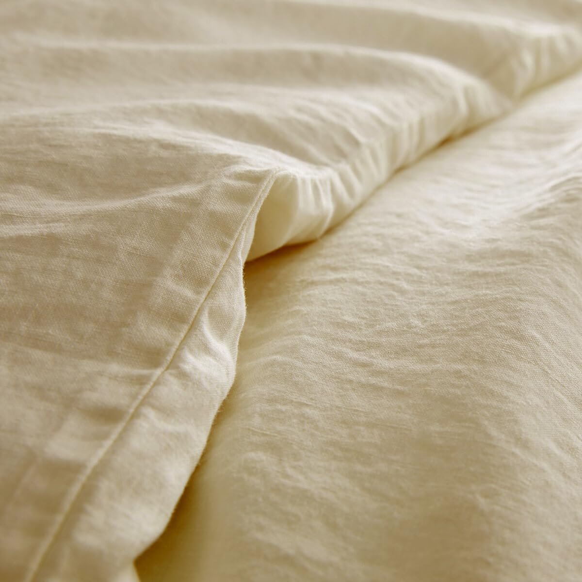 Tendencia Perso – Juego de edredón 100% puro lino prelavado beige – Funda nórdica de 140 x 200 cm + 1 funda de 63 x 63 cm – Ropa de cama de lino natural, suave y transpirable