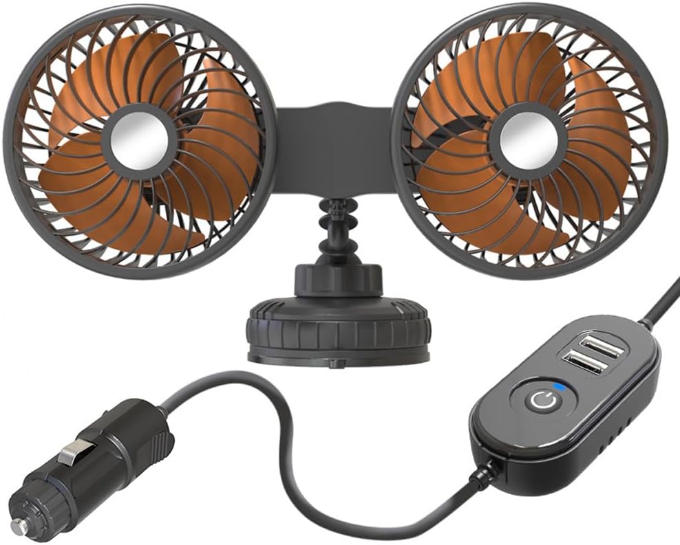 Suction Cup Car Electric Fan, Auto Ventilation Fan, Car Air Cooler, 12V-24V DC Car Cooling Fan, Car Cooling Fan
