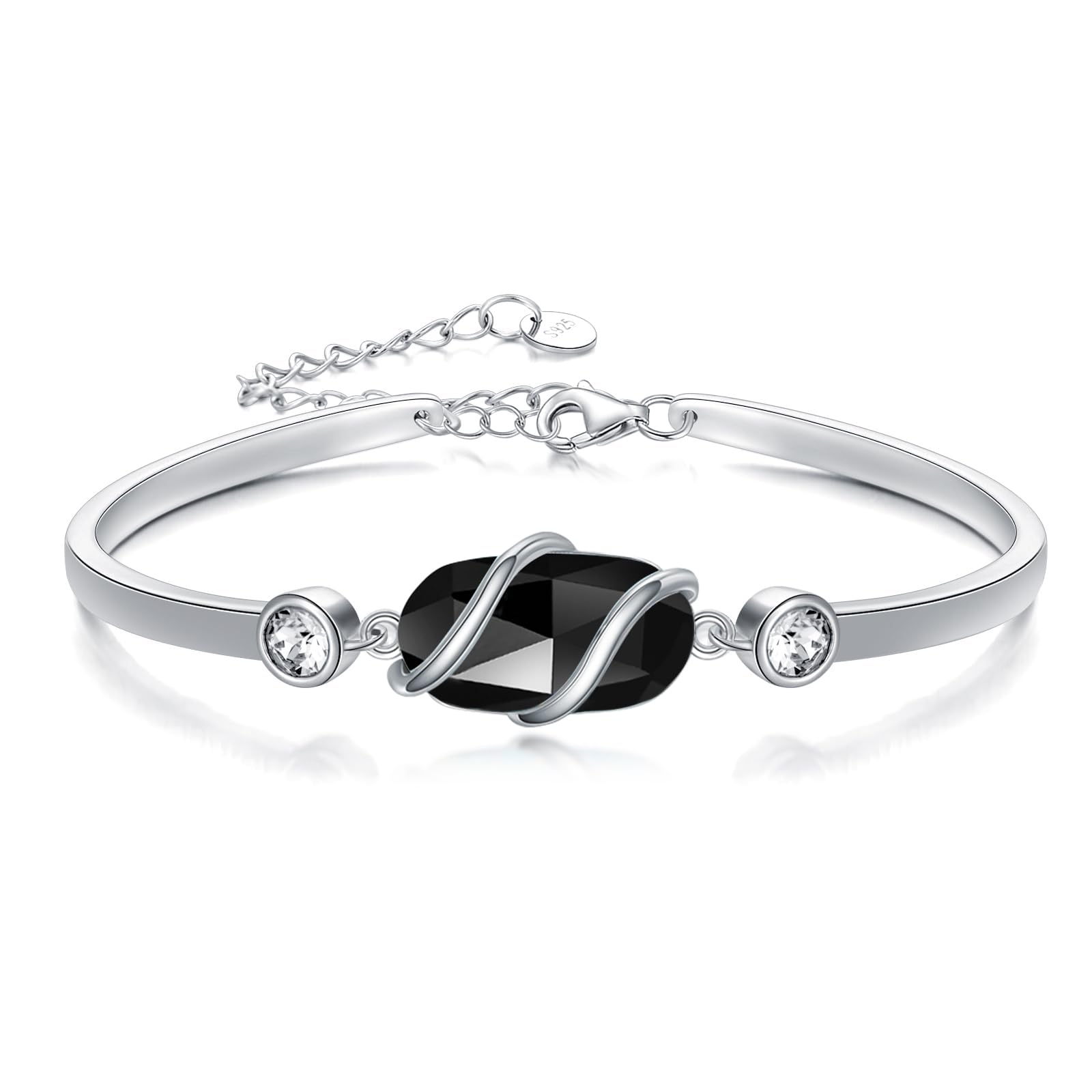 HPQQ 925 Sterling Silver Bracelet for Women Gemstone Bracelet Bangle Fine Jewelry Birthday Christmas Gifts for Women Her Wife Mom