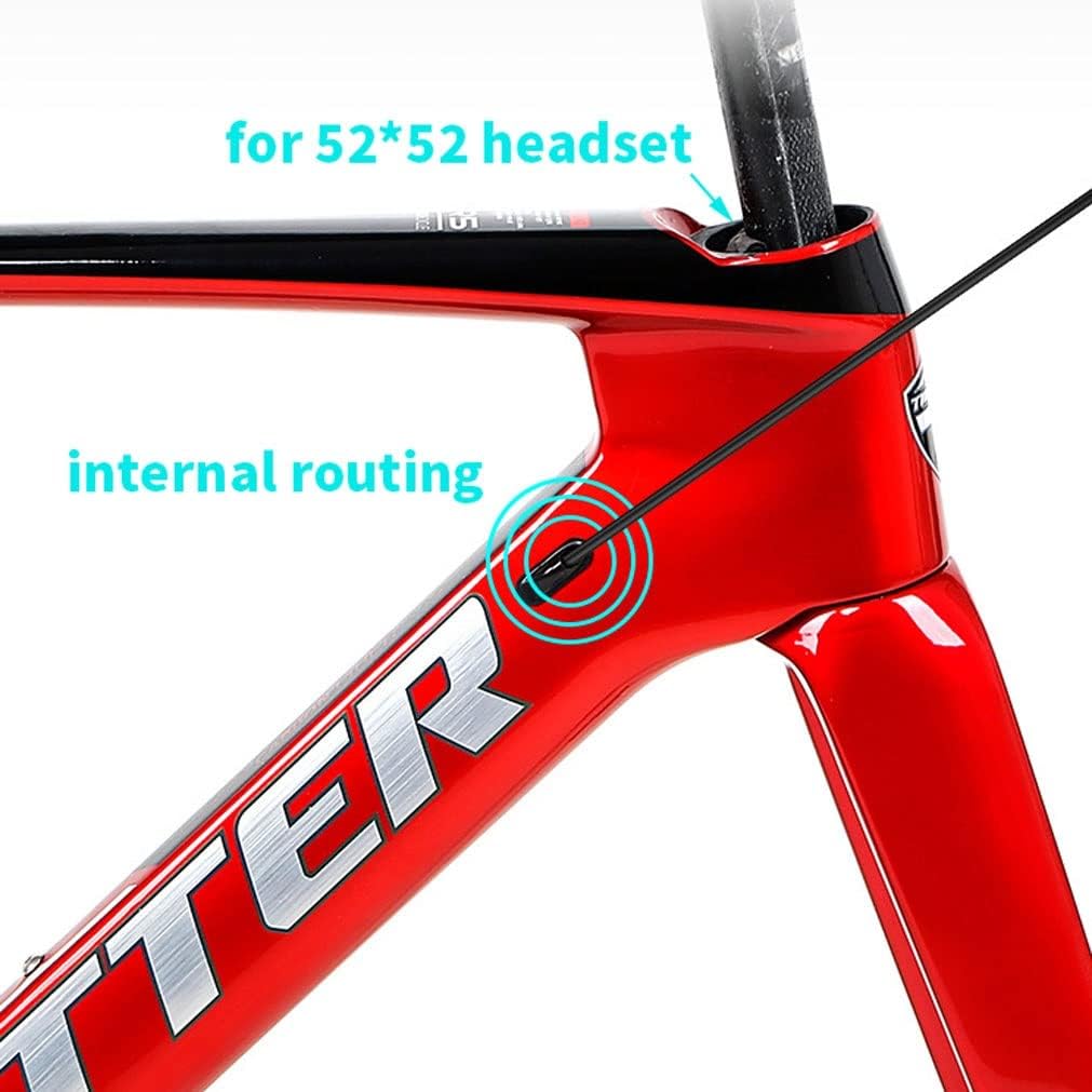Road Bike Frameset 700C Carbon Off-Road Racing Frame 43.5/46/48/50/52/54/56CM Disc Brake Bicycle Frame Thru Axle F12x100mm/R12x142mm，with Fork(46CM red)