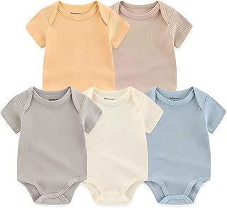 Kiddiezoom Unisex Cotton One-piece Newborn Baby Bodysuit 5 Pack Baby Clothes
