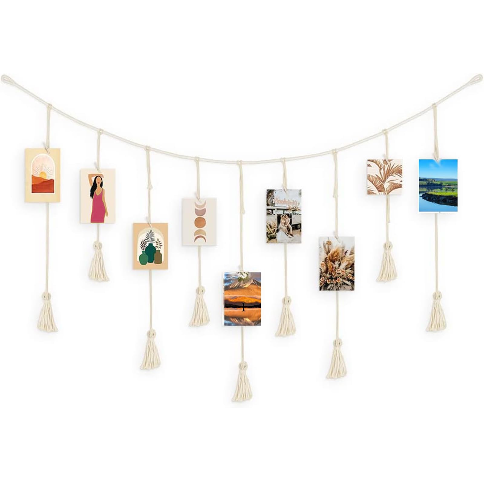 Cadre photo suspendu, porte-mémos en bois recyclé, corde pour accrocher des photos, cadeau de Pâques - France