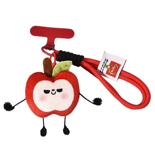 BJDhouse Love and DeepSpace Caleb Apple Mobile phone charm, Red apple Kawaii Character Design with Clip Attachment, Caleb fans gift