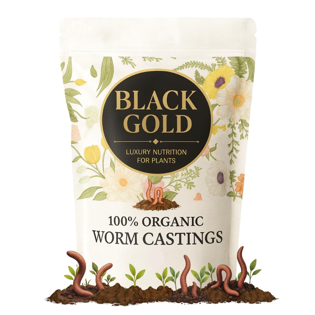 Black Gold Worm Castings – 100% Organic, Microbe-Rich Fertiliser – Improves Soil, Retains Moisture & Boosts Growth – For Houseplants, Gardens & Lawns (5 Litre)