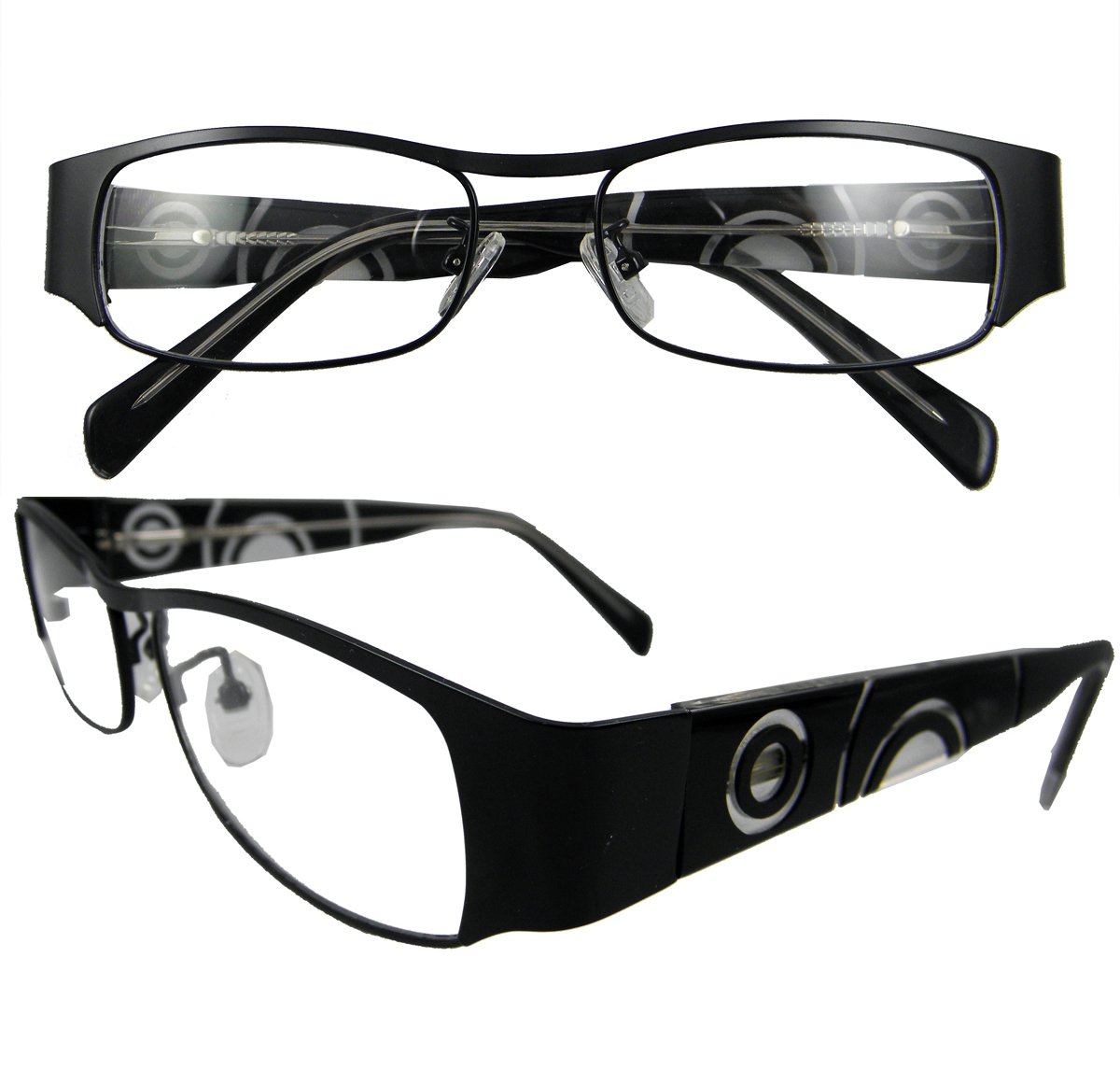 CirclepersonMen Women Eyegl Optical Rectangle Spring Hinges W Clear Lens-black