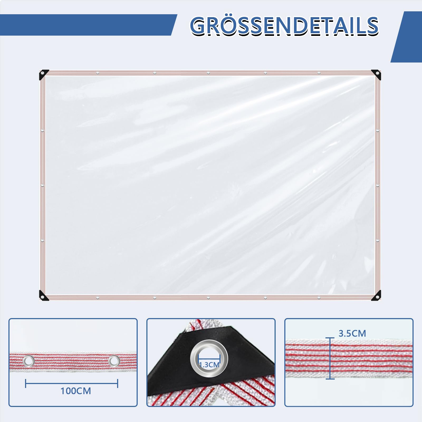 Tarpaulin Waterproof with Eyelets Transparent Tarp,Clear Tarp for Outdoor Plants Greenhouse Garden Furniture Pet Hutch Roof (Ordinary PE - Image 4