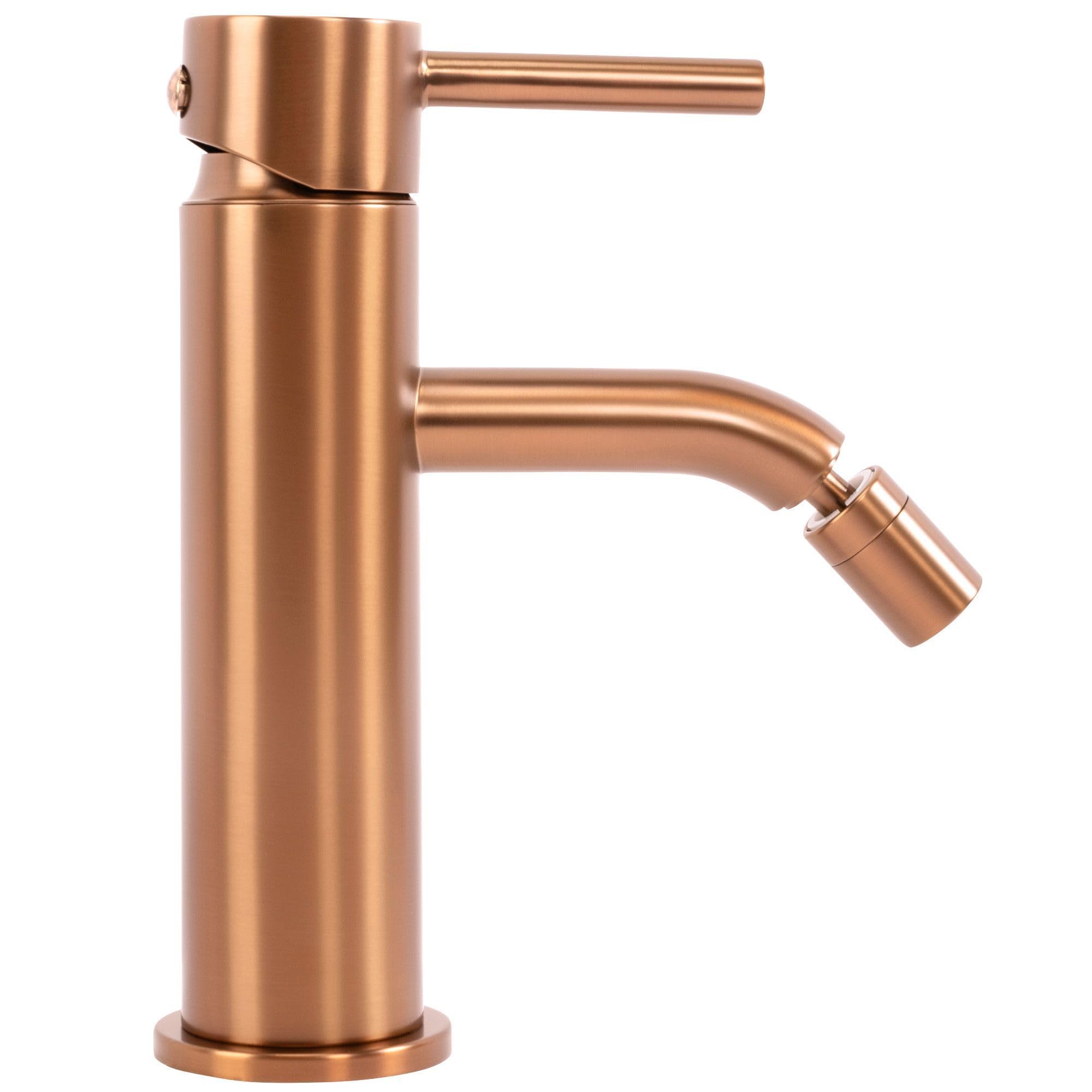 Rea Grifo monomando para bidé Lungo Brushed Copper, Control preciso de temperatura y caudal - 14X5X17CM