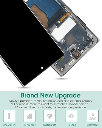 OLED for Samsung Galaxy S22 Ultra 5G Screen Replacement for Samsung S22 Ultra 5G LCD Display SM-S908U SM-S908E Digitizer Touch Screen Assembly with Fingerprint (with Frame,Black)
