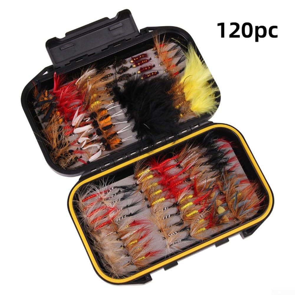 Set completo di ami da pesca a mosca per trota e spigola, 40 pezzi/72 pezzi/100 pezzi/120 pezzi, con custodia impermeabile