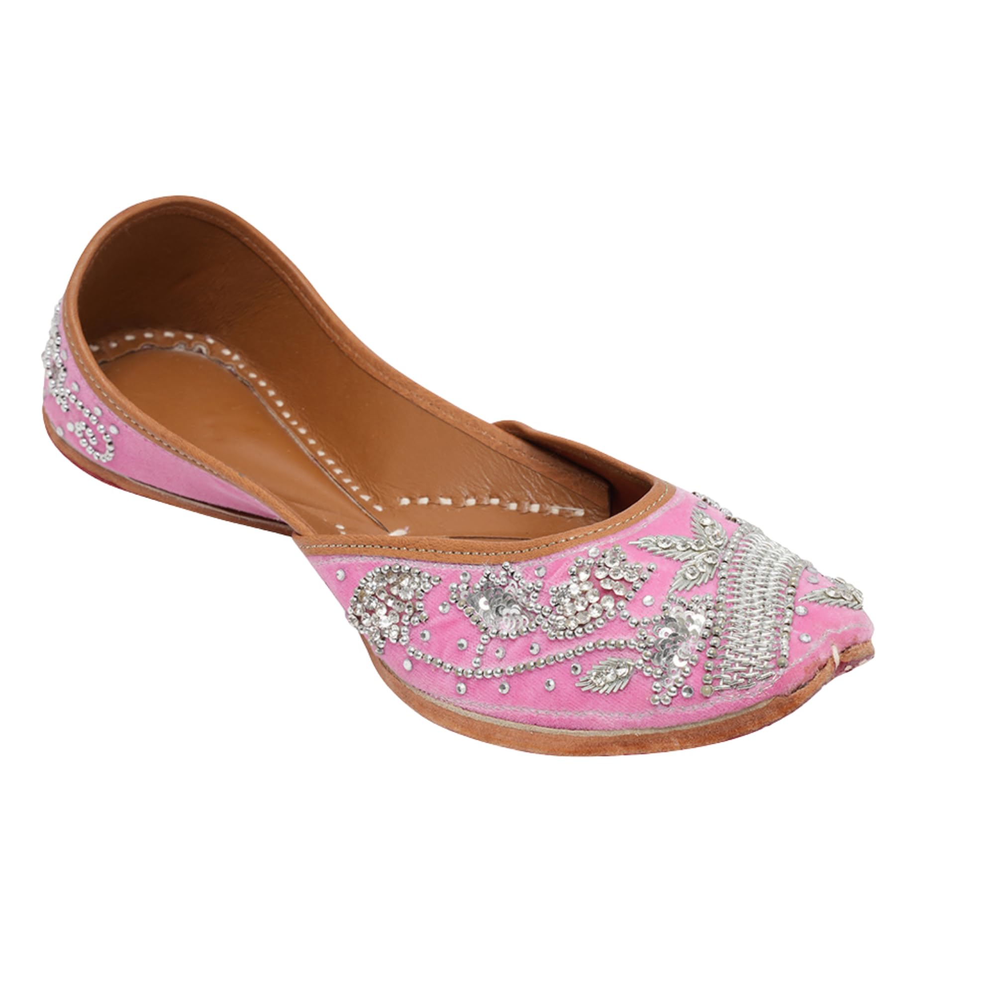 Women embroidered Mojaris Flats | Pink-image-32