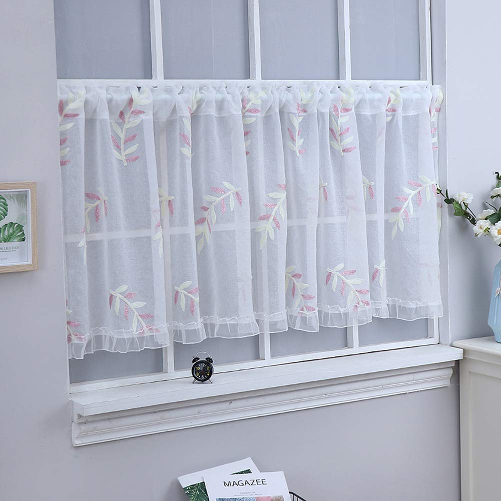 Cortina de cocina antipolvo pequeña blanca transparente para ventana