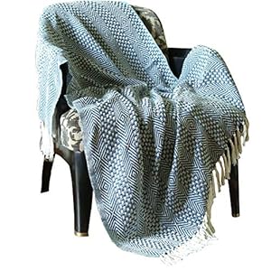Primitive Rustic Throw Blanket with Decorative Tassel – 100% Cotton Throws Geometric Woven Soft Patio Comfy Blankets…