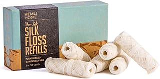 Biodegradable Silk Dental Floss Refill - Six Pack - Organic Natural Dental Floss, Refillable, Compostable Peace Silk Dental Floss Refills - 6 x 33 Yards - Eco-Friendly Mint Candelilla Wax