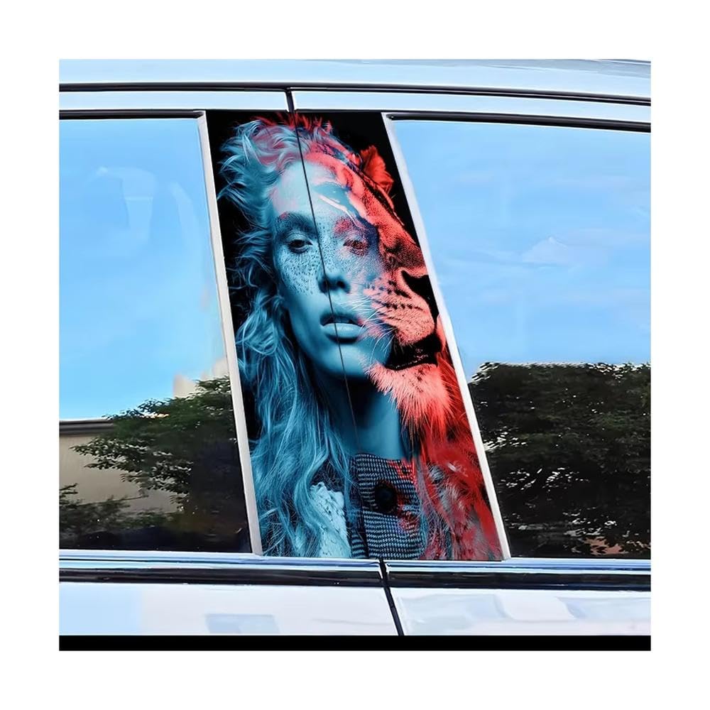 Dabhuoc One Color Car Parts 2 Pcs Car Center Pillar Protection Stickers Lion-Faced Person Pattern Scratch Resistant Film