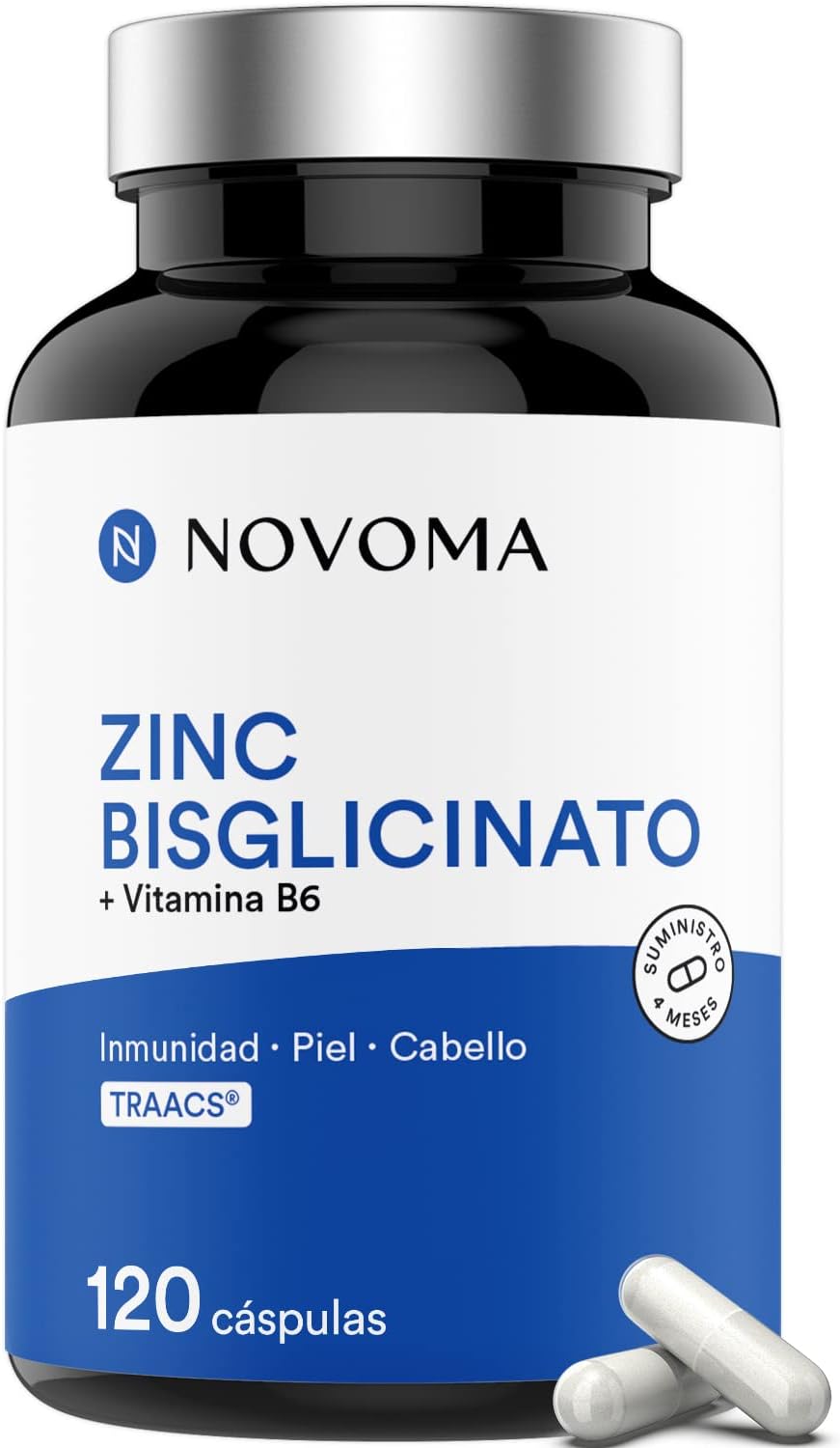 Zinc Bisglicinato TRAACS 15mg + B6 Bioactiva - 120 Cápsulas