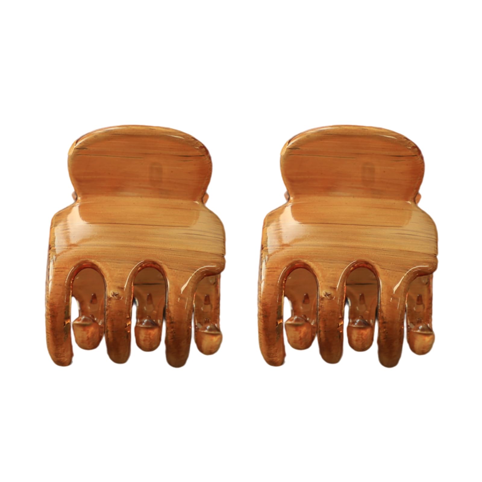 2 PCS Medium Hair Clips for Thin Hair Women Girls Cute Non Slip Plastic Jaw Clip for Hair Styling Accessories Small Ponytail Claws Clip for Thick Hair (Wooden Texture)