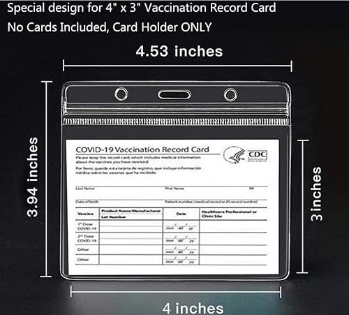 Miniatura 2 de Paquete de 10 portatarjetas de identificación con nombre, protector horizontal para tarjetas de vacuna, cremallera resellable impermeable de 4 x 3