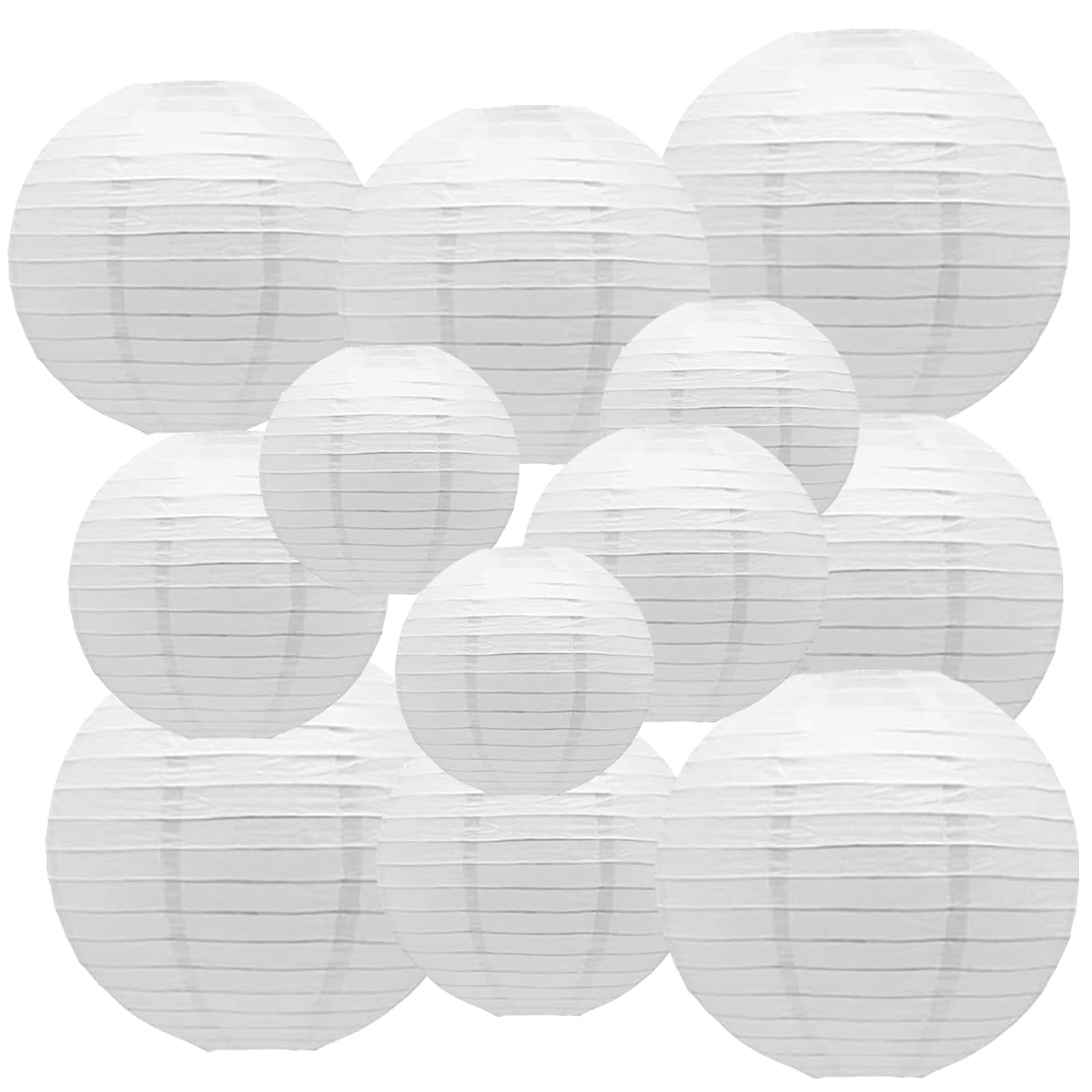 XIKSXITN White Paper Lanterns Decorative,Hanging chinese lanterns Indoor Outdoor for Birthday, Wedding, Christmas, Bridal, Home Decor, ceiling decorations(Size of 4”, 6”, 8”, 10”,12Pcs)