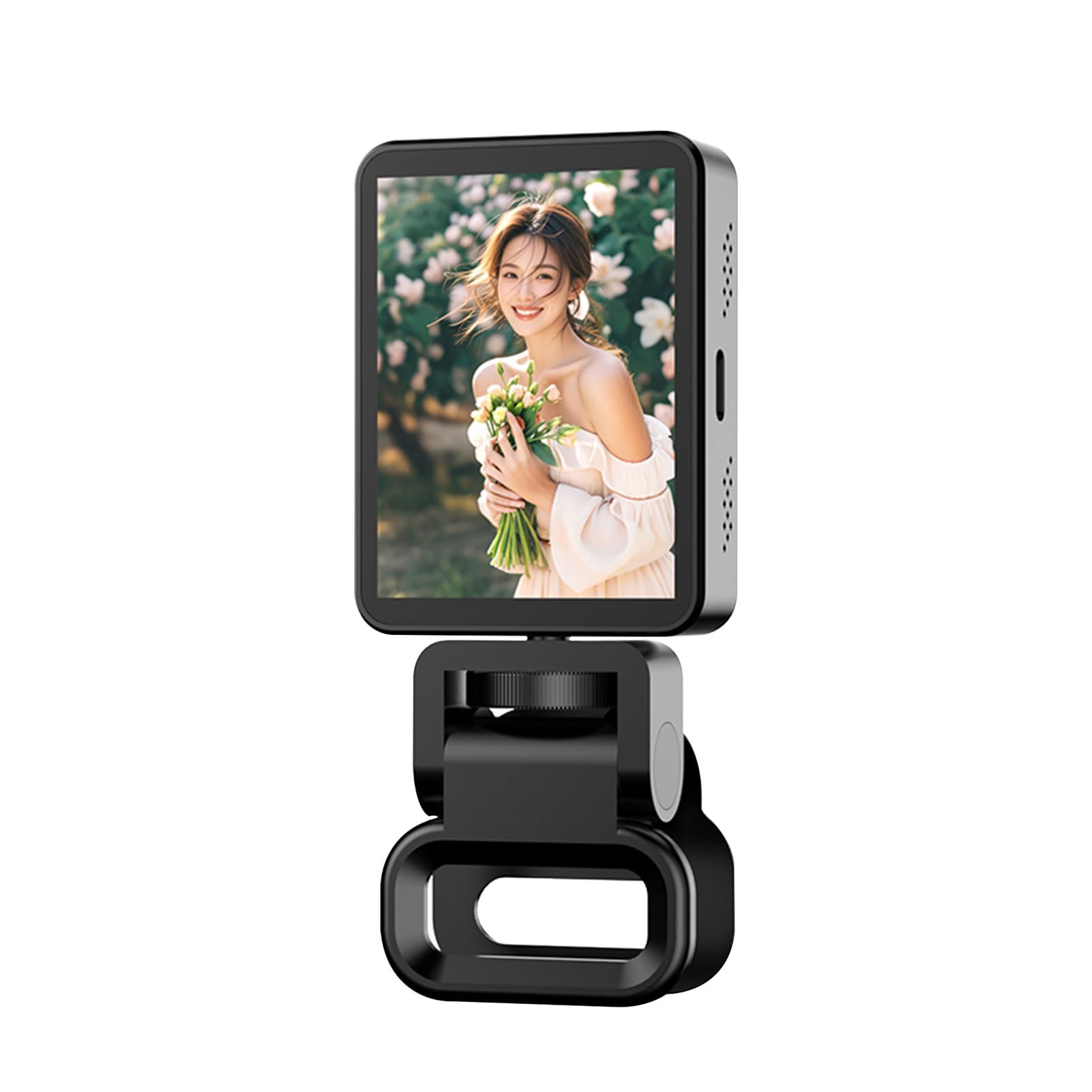 Tbest Pantalla de Monitor Selfie Cámara Trasera de 2,4 Pulgadas Enfoque de Espejo Pantalla Selfie Ajustable de Enfoque Variable Conexión BT Control Inalámbrico Clip