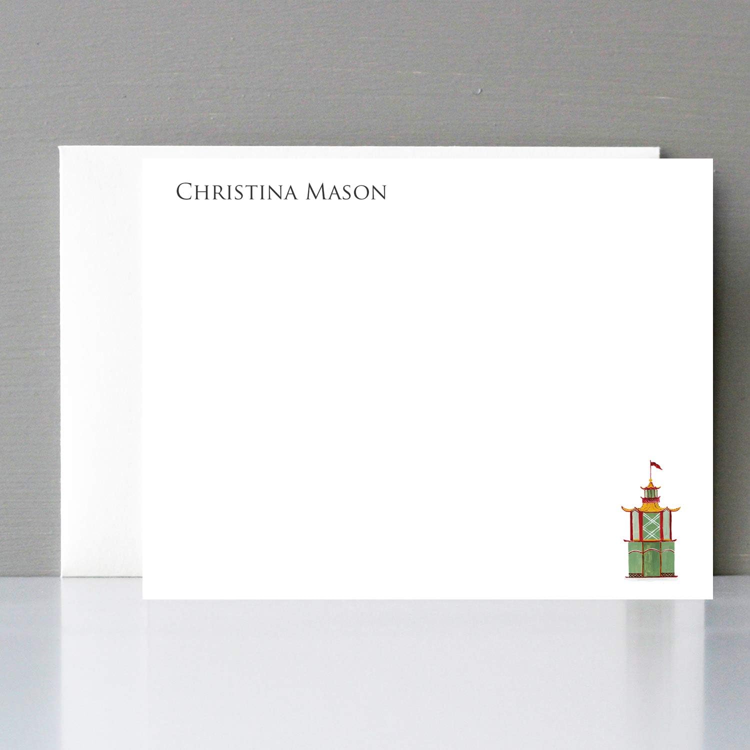 Personalized PAGODA Flat Notes/Stationery - Sets of 12 or 20 (20)
