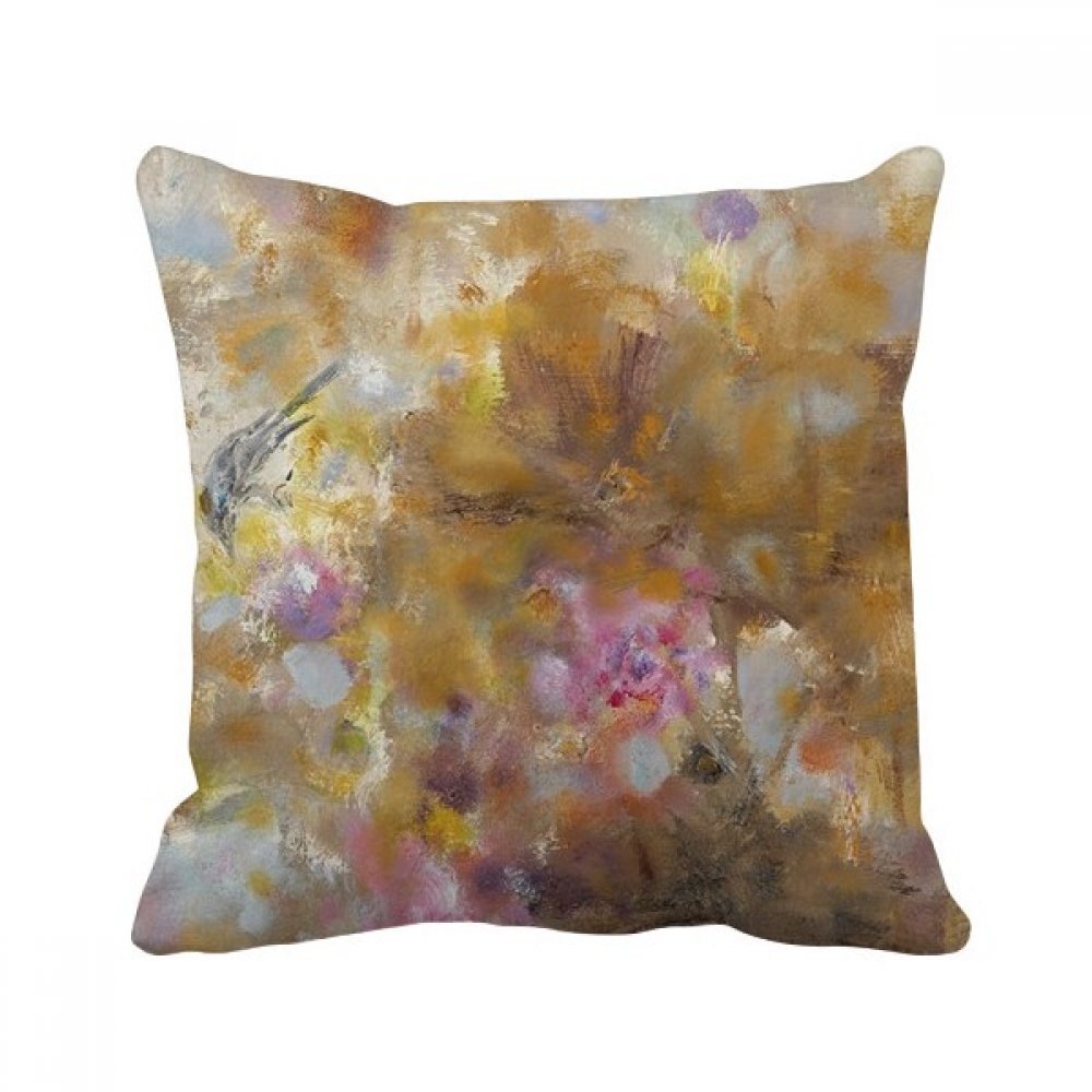 Peinture à l'huile carrée de lotus xjj septembre, coussin déco multicolore 40x40 cm